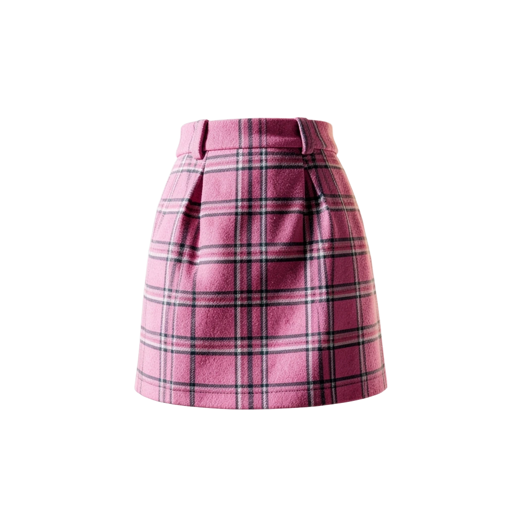 Pink Plaid Mini Skirt