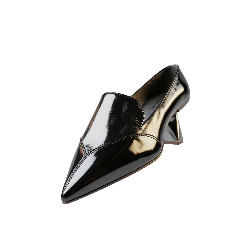 Patent Cone-Heel Mules