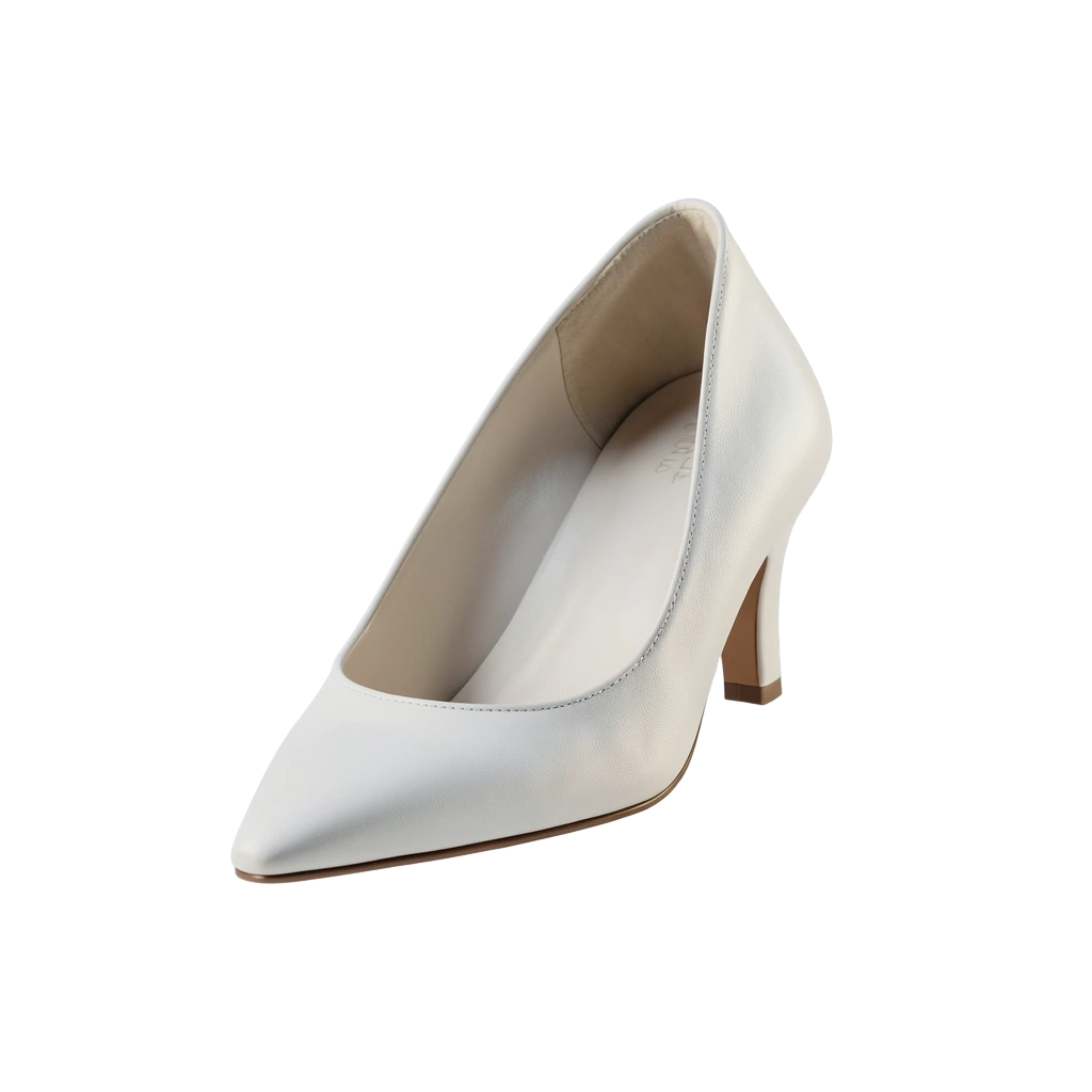 White Cone-Heel Pumps