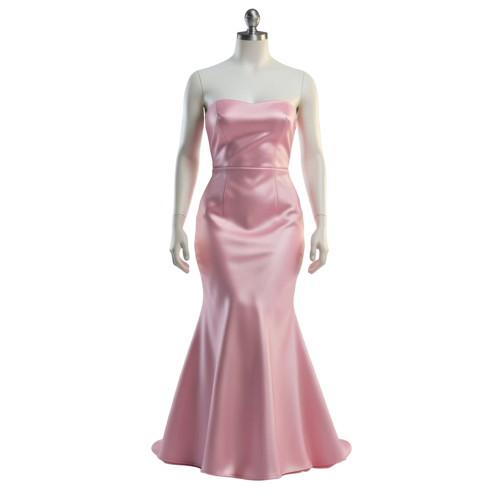 Strapless Pink Satin Gown