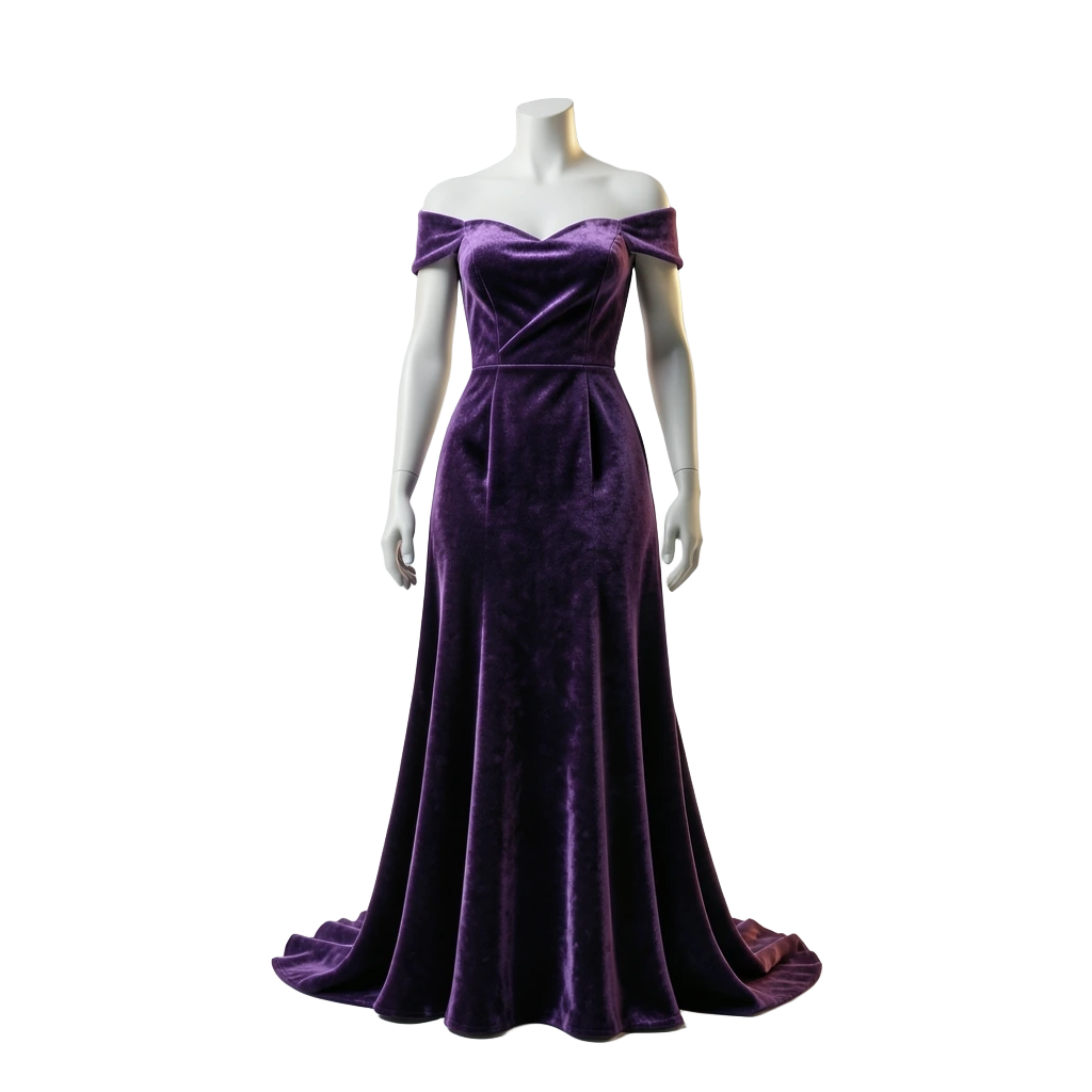 Velvet Off-Shoulder Gown