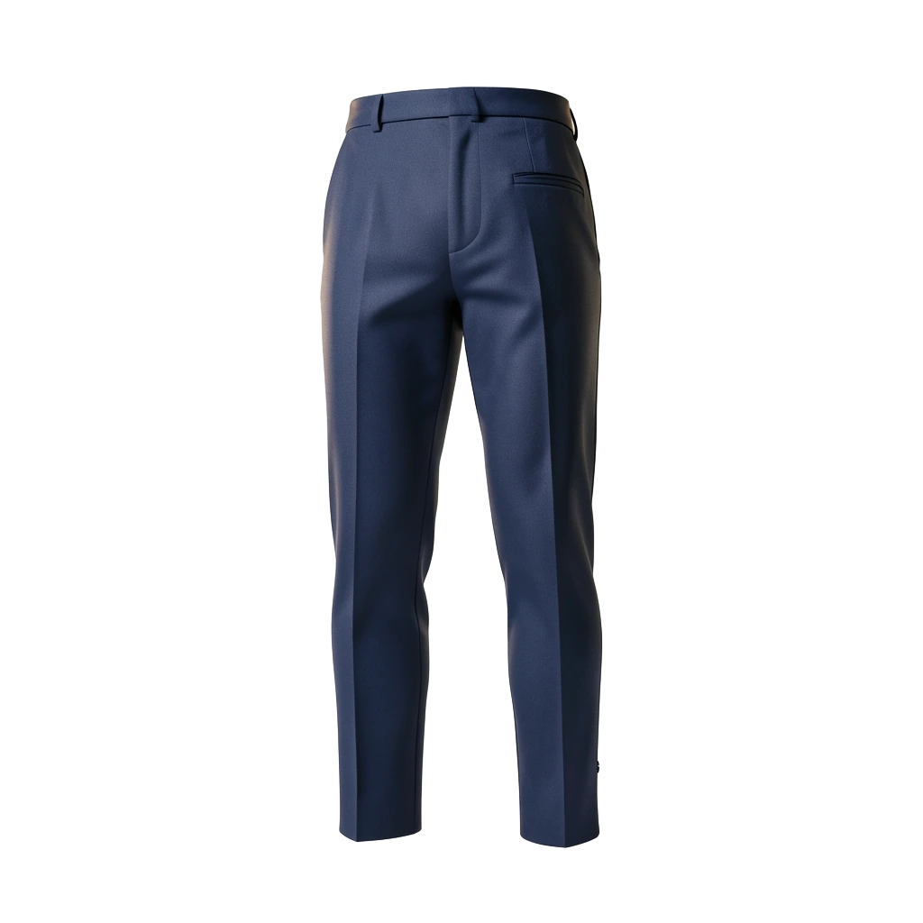 Navy Double-Breasted Suit Trousers