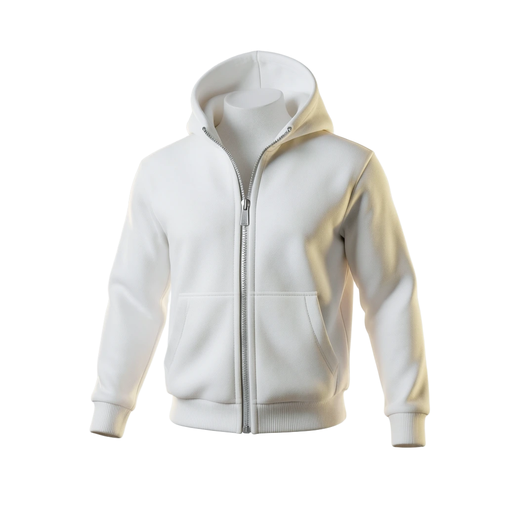 White Zip-Up Hoodie