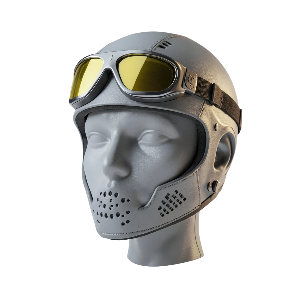 Grey Racing Goggle Helmet