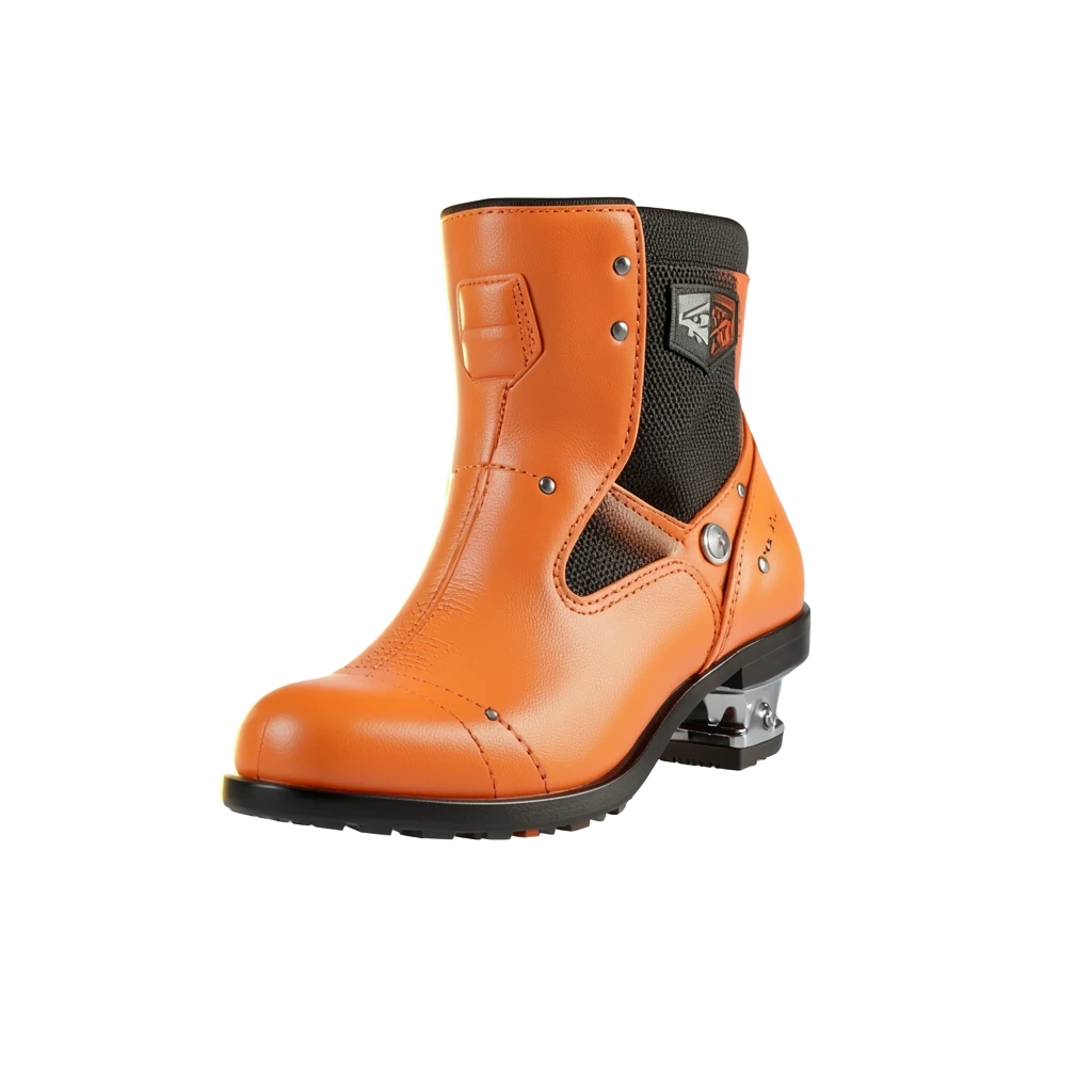 Orange Mech Ankle Boots
