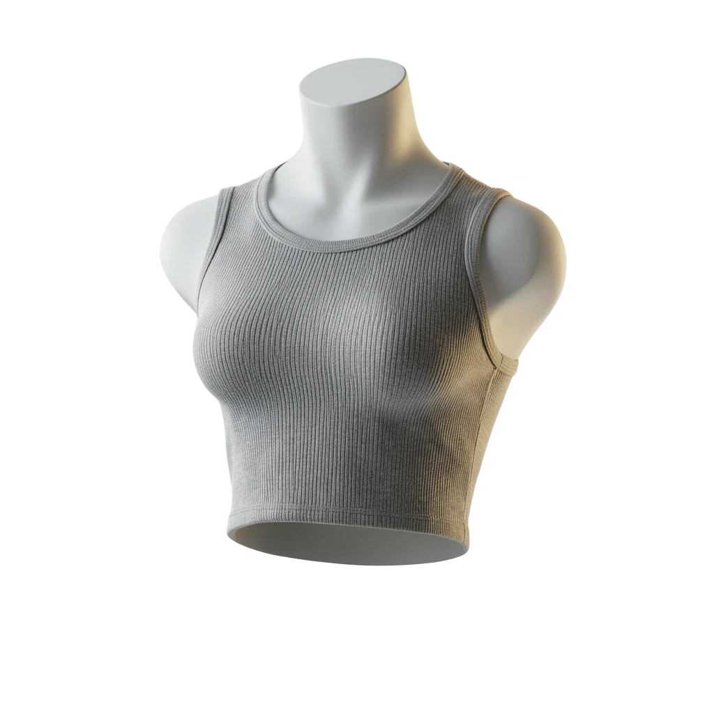Grey Ribbed Tech Crop