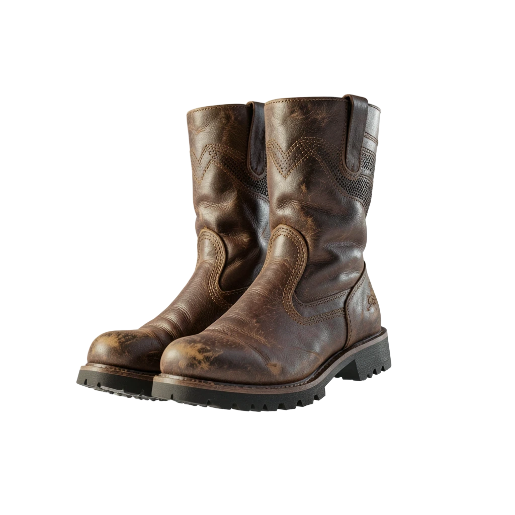 Brown Worn Moto Boots