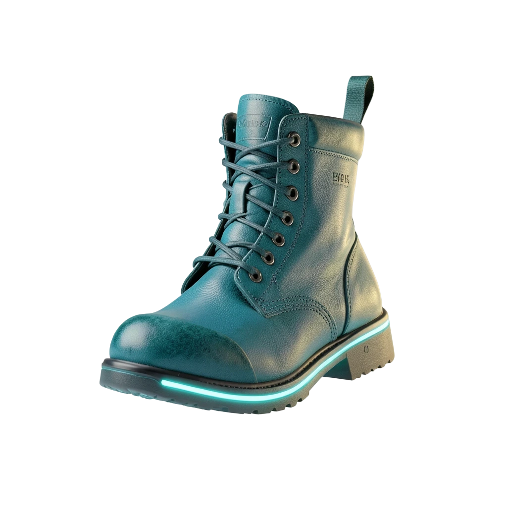 Teal Glow Combat Boots