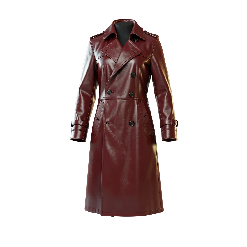 Red Long Leather Coat