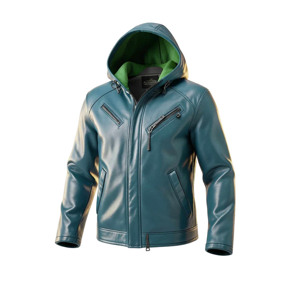 Teal Hooded Cyber Jacket
