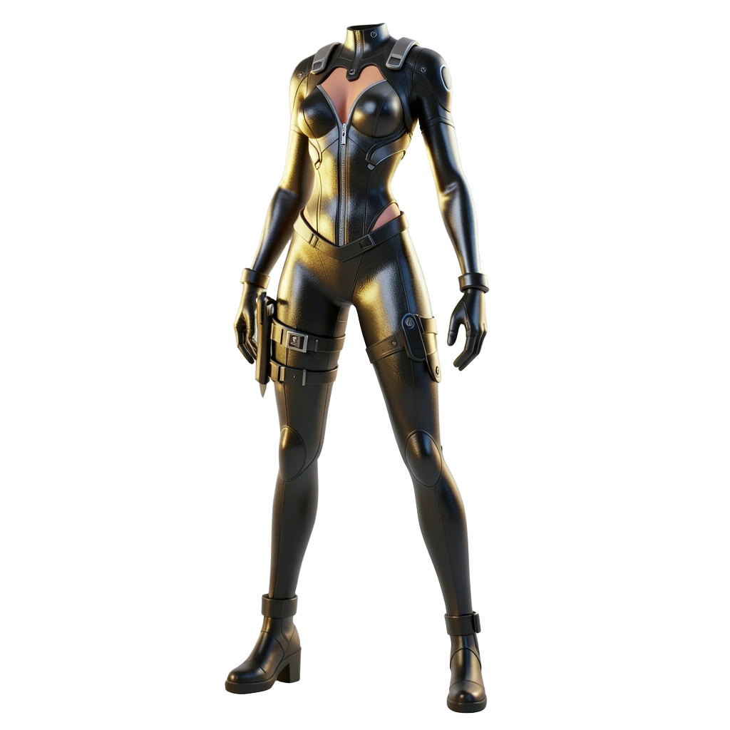 Gold-black combat bodysuit