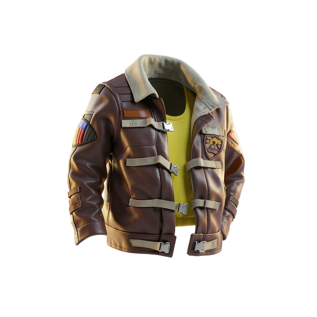 Brown pilot jacket with patches